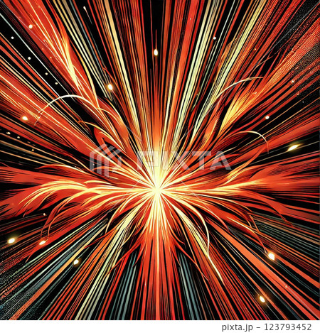 アメコミ風な赤色ポップアートなイラスト 123793452