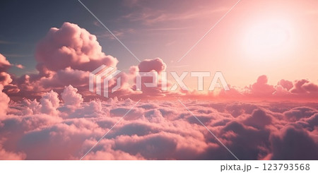 Abstract soft pink clouds in summers sky background.Landscape.AI Generative. 123793568