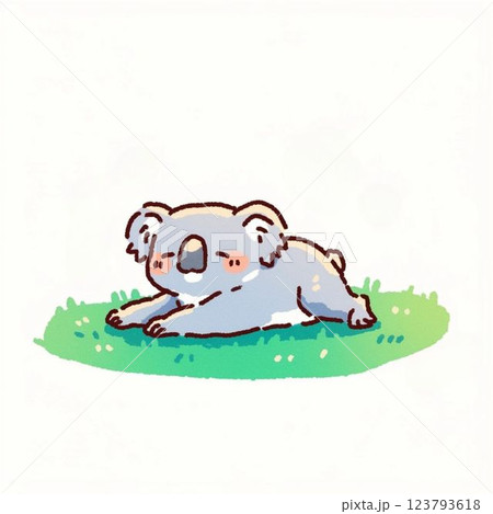 デフォルメ、寝そべっているコアラ、イラスト、素材、アイコン 123793618