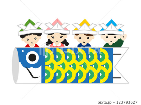 鯉のぼりと子どもたち 123793627