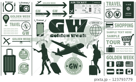 あしらいエレメント ゴールデンウィーク あしらいエレメント ゴールデンウィーク 123793779