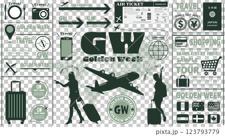 あしらいエレメント ゴールデンウィーク あしらいエレメント ゴールデンウィーク 123793779