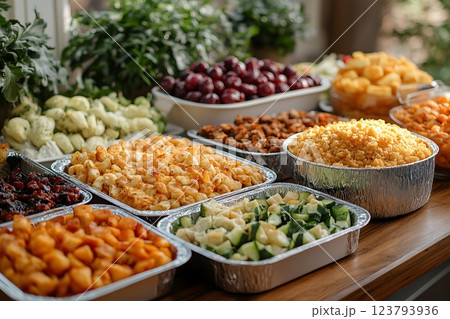 Buffet Spread of Fresh Vegetables and Delicious Dishes for Catering and Events Generative AI Buffet Spread of Fresh Vegetables and Delicious Dishes for Catering and Events Generative AI 123793936
