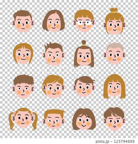 These are the faces of 16 children. 123794889