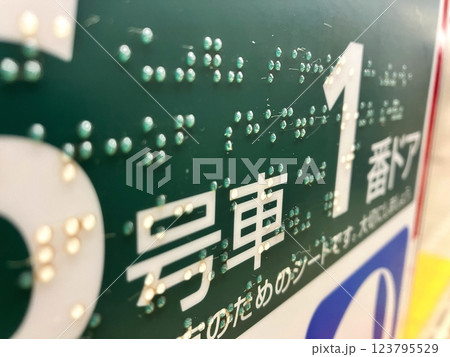 駅の施設の点字表示　ホームドアの車両番号と点字表示 123795529