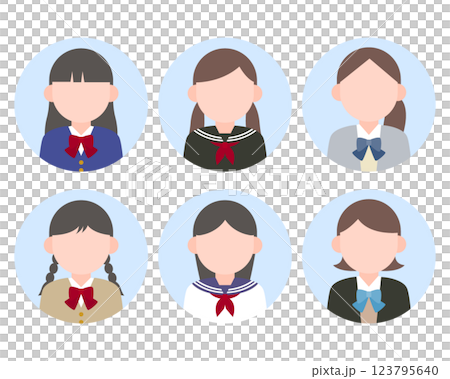 Simple icon set of schoolgirls Simple icon set of schoolgirls 123795640