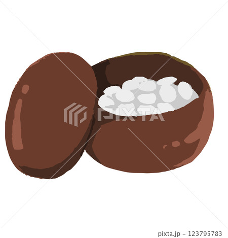 手書き風の白い碁石の碁笥イラスト 手書き風の白い碁石の碁笥イラスト 123795783