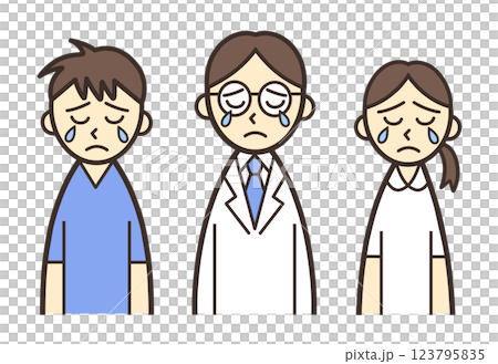 Three crying medical workers Three crying medical workers 123795835