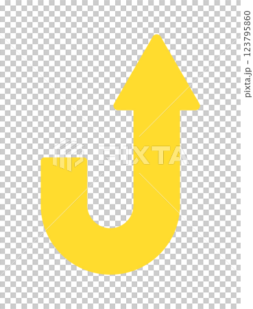 Yellow arrow icon curved upwards - Image illustration for attention, caution, rapid rise, etc. Yellow arrow icon curved upwards - Image illustration for attention, caution, rapid rise, etc. 123795860