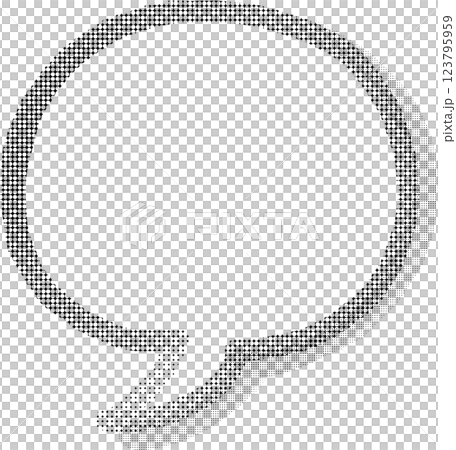 Black halftone hand drawn circular speech bubble frame 123795959