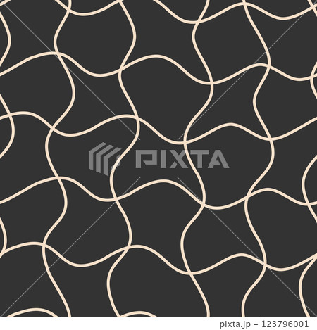 Seamless abstract checkered pattern on black background, hand drawn vector illustration for packaging Seamless abstract checkered pattern on black background, hand drawn vector illustration for packaging 123796001