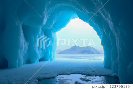 cave with blue sky 123796159