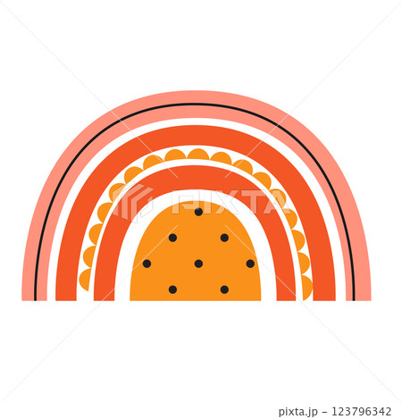 Cute colorful rainbow in boho style for kids and children. Vector isolated clip art of cartoon rainbow for nursery design Cute colorful rainbow in boho style for kids and children. Vector isolated clip art of cartoon rainbow for nursery design 123796342