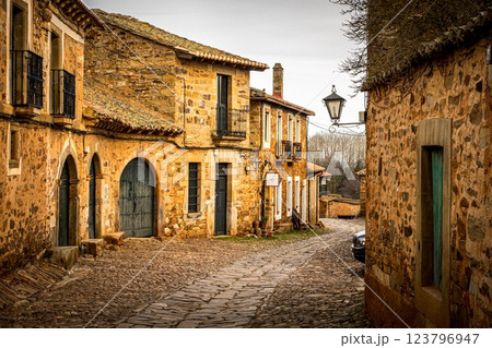 Castrillo de los Polvazares. Leon. Astorga. Spain. Cobblestone village 123796947