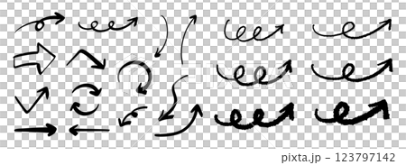 Vector pen hand drawn arrows set black and white Vector pen hand drawn arrows set black and white 123797142