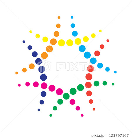 Vector Circle Dotted Colorful Icon Isolated on White Background. Circle Logo design Vector Circle Dotted Colorful Icon Isolated on White Background. Circle Logo design 123797167
