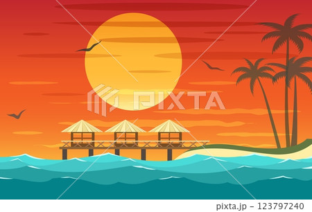 Ocean coast resort landscape 123797240