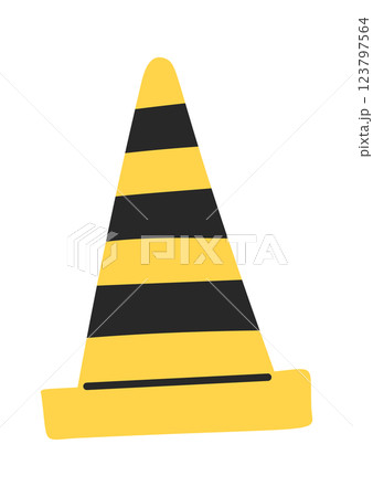 Stripped cone road warning sign 123797564
