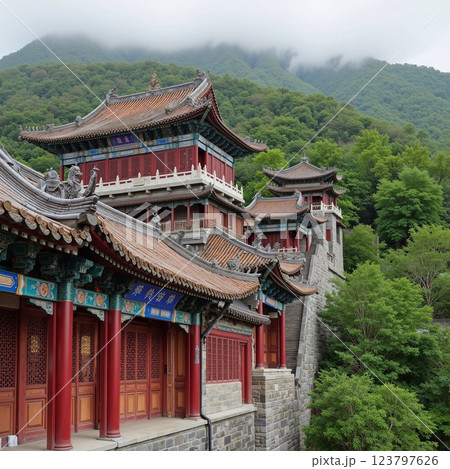 Chinese traditional style of architecture. Chinese traditional style of architecture. 123797626