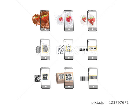 Capture scanning on screen by phone camera, isolated 123797671