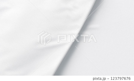 Blank white fabric material folding mockup, depth of field 123797676