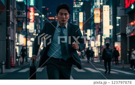 頑張る走るサラリーマン 123797878