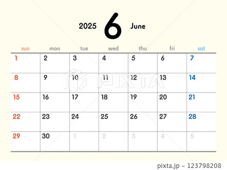 2025年カレンダー6月 123798208