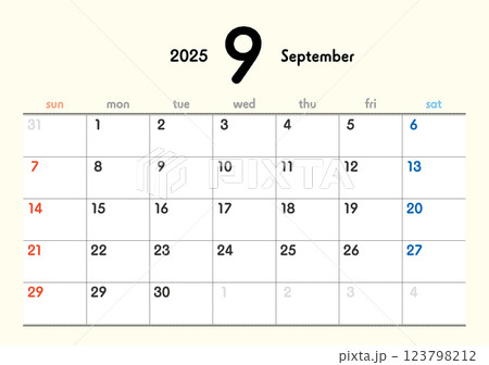 2025年カレンダー9月 123798212