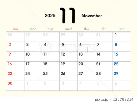 2025年カレンダー11月 123798214