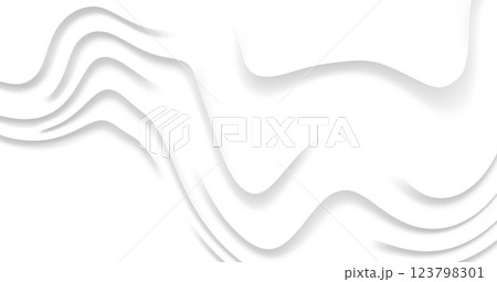 Vector image with abstract white background decorated with smooth gradient lines. Dynamic wavy lines add artistic accent creating elegant and modern design. 123798301