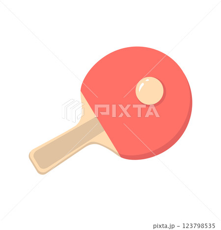 The ping-pong racket and ball are a symbol of table tennis. Sports equipment, print for T-shirts, stickers, and sports paraphernalia design. Vector illustration. 123798535