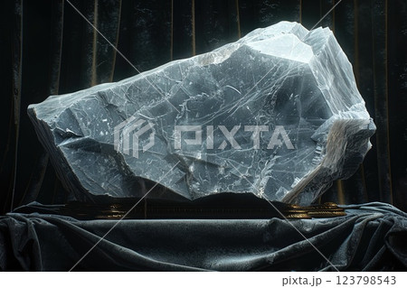 Anatase stone displayed on black velvet with dramatic lighting in a serene setting 123798543