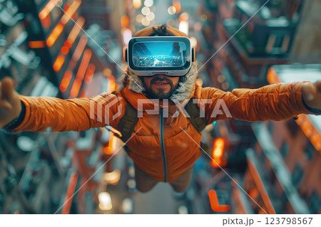 VR glasses technology metaverse, futuristic virtual world of digital reality. 123798567