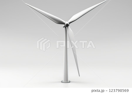 Wind generator with propellers, renewable ecological green energy, white background isolate. 123798569