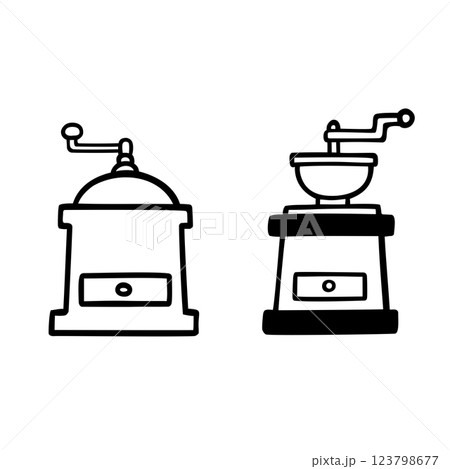 コーヒーミルのシンプルなイラスト素材 123798677