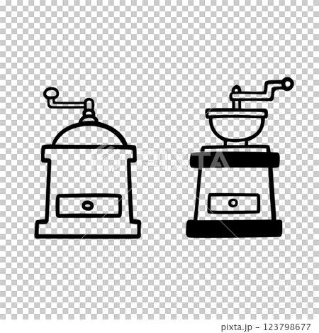 コーヒーミルのシンプルなイラスト素材 123798677