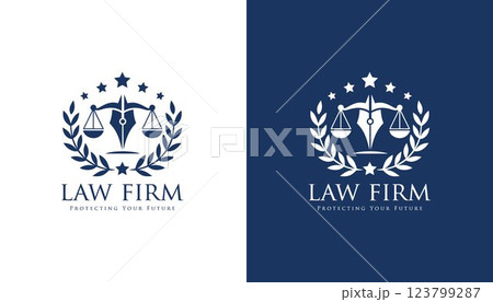 Law firm logo. justice scale vector. justice logo. lawyer logo. law vector 123799287