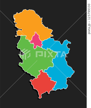 Vector map country Serbia divided on regions 123799330