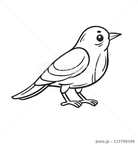 Doodle Vector Illustration of a Bird in Cartoon Style 123799399