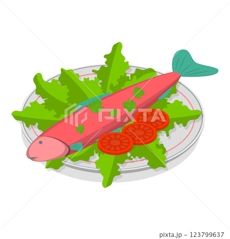 3D Isometric Flat Vector Illustration of Healthy Plate, Balanced Diet. Item 5 123799637