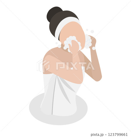 3D Isometric Flat Vector Illustration of Facial Mask, Skin Care and Acne Treatment. Item 6 3D Isometric Flat Vector Illustration of Facial Mask, Skin Care and Acne Treatment. Item 6 123799661