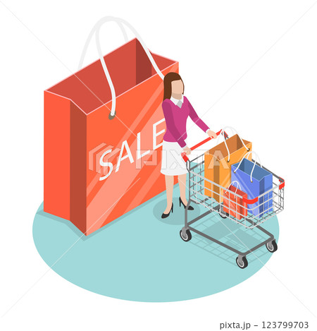 3D Isometric Flat Vector Illustration of Bad Addictions, Obsessed and Addicted People. Item 8 123799703