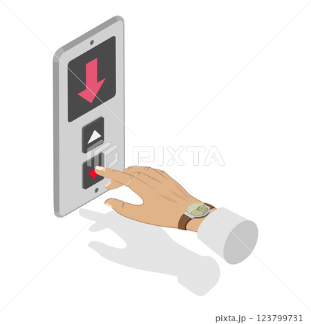 3D Isometric Flat Vector Illustration of Lift Up and Down Buttons, Elevator Calling. Item 2 123799731