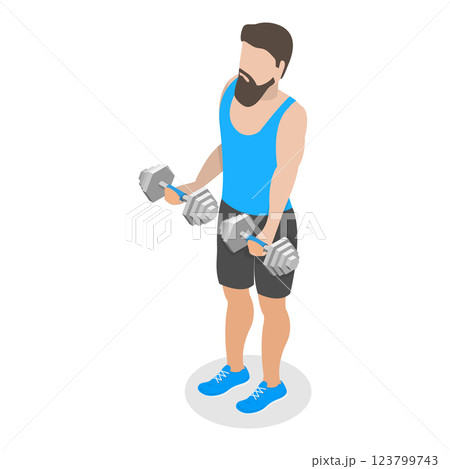 3D Isometric Flat Vector Illustration of Fitness People, Sport Nutrition, Healthy Lifestyle. Item 2 123799743