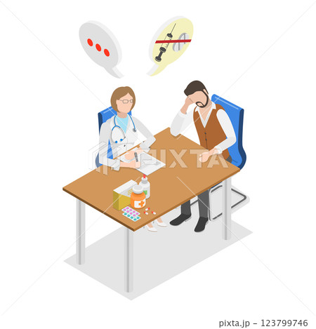 3D Isometric Flat Vector Illustration of Drug Or Alcohol Addiction, Life-threatening Condition. Item 3 3D Isometric Flat Vector Illustration of Drug Or Alcohol Addiction, Life-threatening Condition. Item 3 123799746