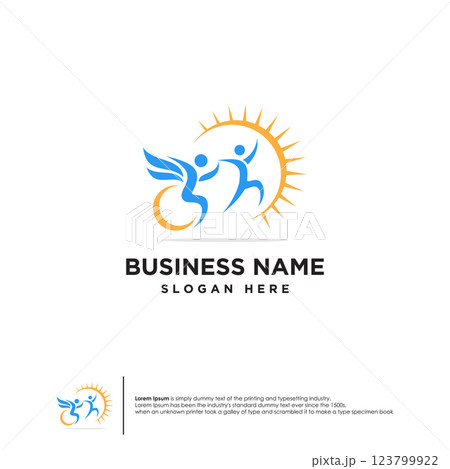 Modern passionate disability people for Disabilities care or charity logo 123799922