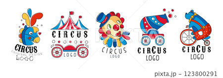 Circus Logo Original Design with Bright Show Element Vector Set 123800291