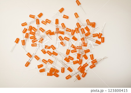 Red and orange LED lamps. Electronic LED element. 123800415