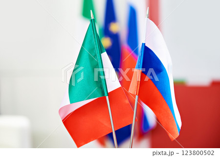 Flags of Italy and Russia 123800502