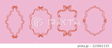 Vintage pink frames with bows and ribbons for wedding and birthday invitations. Vintage pink frames with bows and ribbons for wedding and birthday invitations. 123801135
